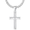 Wholesale Geometric Cross Pendant Unisex Necklace With Polish Finish Made Of Titanium Steel And Stainless Steel Cuban Chain