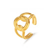 Wholesale Geometric Cross Stainless Steel Ring For Women Electroplated 18K Gold