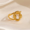 Wholesale Geometric Cross Stainless Steel Ring For Women Electroplated 18K Gold