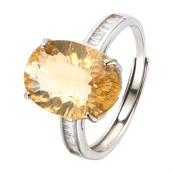 Wholesale Geometric Crystal And Amethyst S925 Sterling Silver 18K Gold Inlaid Light Luxury Unisex Ring