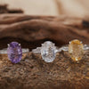 Wholesale Geometric Crystal And Amethyst S925 Sterling Silver 18K Gold Inlaid Light Luxury Unisex Ring