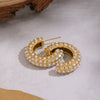 Wholesale Geometric Cshaped Diamond Earrings Set With 18K Real Gold Plated Stainless Steel For Women Luxury Jewelry