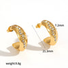 Wholesale Geometric Cshaped Diamondencrusted Stainless Steel Earrings For Women With Pvd Furnace Vacuum Real Gold Plating