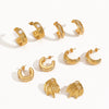 Wholesale Geometric Cshaped Diamondencrusted Stainless Steel Earrings For Women With Pvd Furnace Vacuum Real Gold Plating