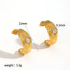 Wholesale Geometric Cshaped Diamondencrusted Stainless Steel Earrings For Women With Pvd Furnace Vacuum Real Gold Plating