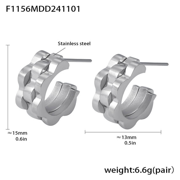 Wholesale Geometric Cshaped Stainless Steel Earrings 18K Gold Plated