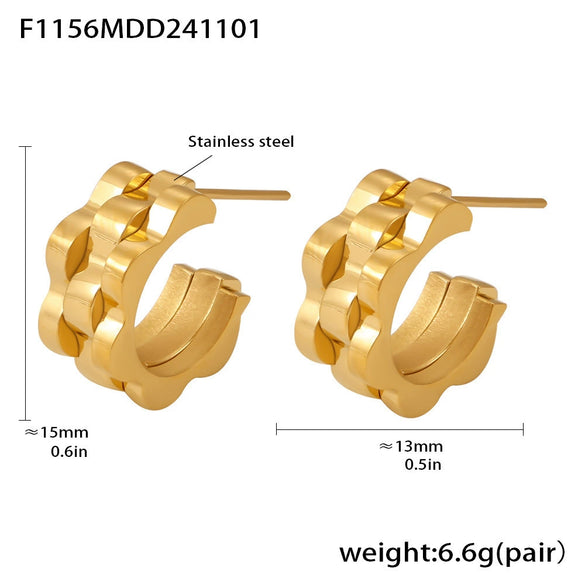 Wholesale Geometric Cshaped Stainless Steel Earrings 18K Gold Plated
