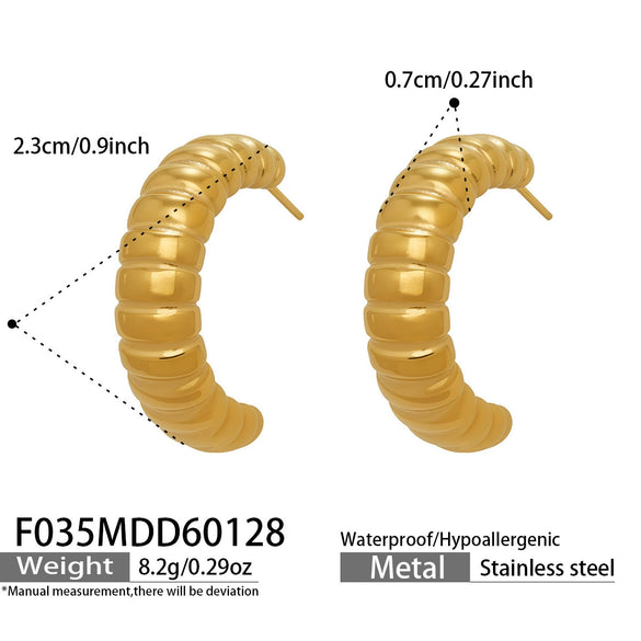 Wholesale Geometric Cshaped Stainless Steel Electroplated Hoop Earrings For Women