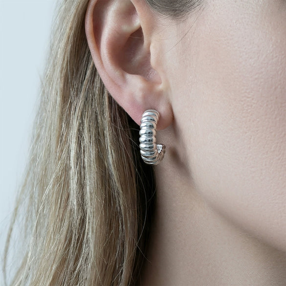 Wholesale Geometric Cshaped Stainless Steel Electroplated Hoop Earrings For Women