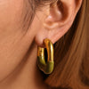 Wholesale Geometric Cshaped Stainless Steel Halfdrop Oil Earrings Electroplated For Women