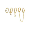 Wholesale Geometric Cuff Chain Zircon Set Earrings In Copper