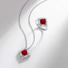 Wholesale Geometric Cultured Ruby Pendant Necklace For Women S925 Silver Inlaid With Diamonds