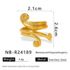 Wholesale Geometric Curved Line Stainless Steel Ring With Open Winding Asymmetric Design And Electroplating