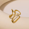 Wholesale Geometric Cut Out Asymmetric Ring In Stainless Steel With Geometric Lines And 18K Gold Plated For Women