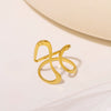 Wholesale Geometric Cut Out Asymmetric Ring In Stainless Steel With Geometric Lines And 18K Gold Plated For Women