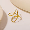 Wholesale Geometric Cut Out Asymmetric Ring In Stainless Steel With Geometric Lines And 18K Gold Plated For Women