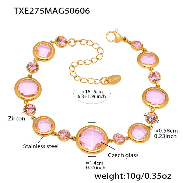 Wholesale Geometric Czech Glass And 316L Stainless Steel Bracelet With Electroplating For Women Light Luxury Jewelry