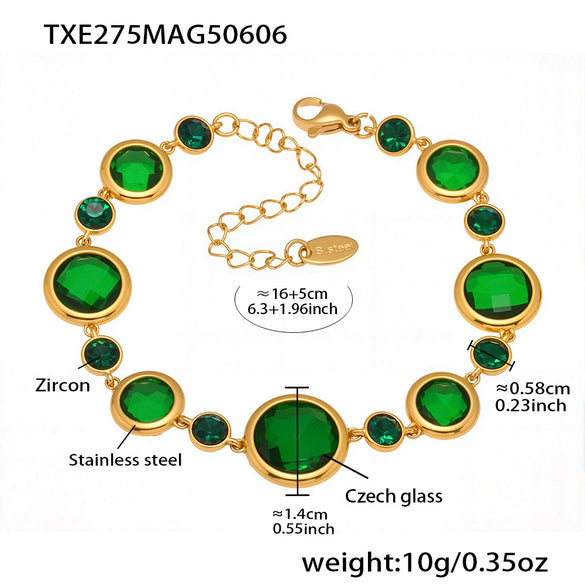 Wholesale Geometric Czech Glass And 316L Stainless Steel Bracelet With Electroplating For Women Light Luxury Jewelry