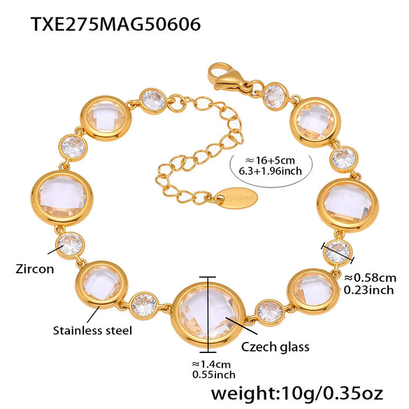 Wholesale Geometric Czech Glass And 316L Stainless Steel Bracelet With Electroplating For Women Light Luxury Jewelry