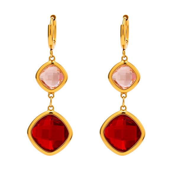Wholesale Geometric Czech Glass Earrings 316L Stainless Steel 18K Gold Electroplated Luxury Jewelry