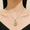 Wholesale Geometric Devil's Eye Pendant Necklace For Women Titanium Steel Oshaped Chain Inlaid With Zircon
