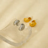 Wholesale Geometric Diagonal Texture Gold Plated Stainless Steel Earrings For Women
