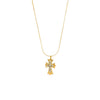 Wholesale Geometric Diamond Encrusted Cross Pendant Stainless Steel 18K Gold Plated Necklace For Women
