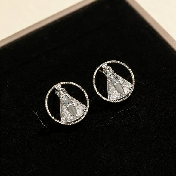 Wholesale Geometric Diamond Inlaid Copper Earrings For Women Light Luxury Style