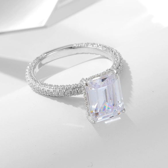 Wholesale Geometric Diamond Inlaid 925 Sterling Silver Ring For Women
