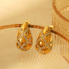 Wholesale Geometric Diamond Pattern Inlaid Zircon Stainless Steel 18K Plated Waterproof Earrings For Women