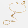 Wholesale Geometric Diamond Pattern Real Gold Plated Stainless Steel Wrist Chain Bracelet For Women