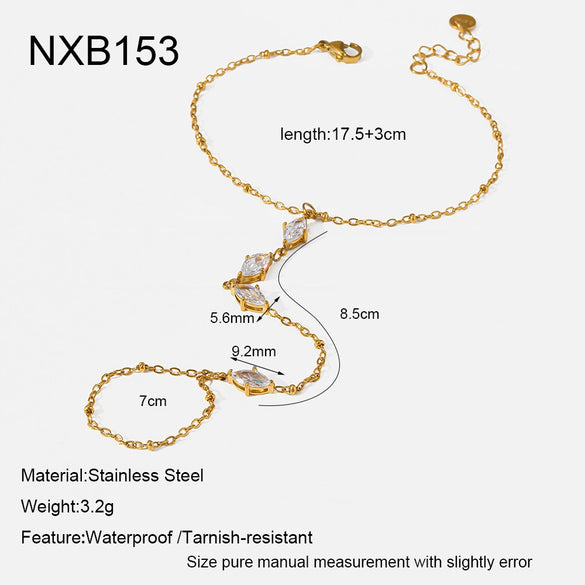 Wholesale Geometric Diamond Pattern Real Gold Plated Stainless Steel Wrist Chain Bracelet For Women