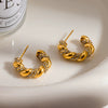 Wholesale Geometric Diamond Stainless Steel 18K Gold Plated Cring Earrings For Women