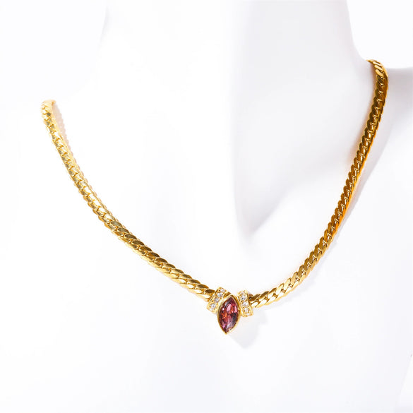 Wholesale Geometric Diamond Stainless Steel Marquise Zircon Mixed Gem Inlay Necklace Multilayer Stacking Clavicle Chain Accessory