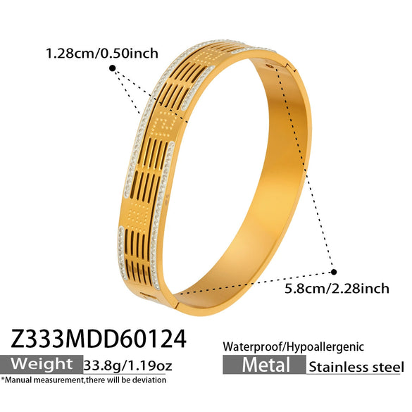 Wholesale Geometric Diamondencrusted 18K Gold Plated Stainless Steel Bracelet Jewelry Accessories