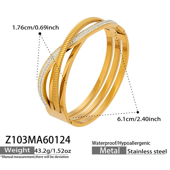 Wholesale Geometric Diamondencrusted 18K Gold Plated Stainless Steel Bracelet Jewelry Accessories