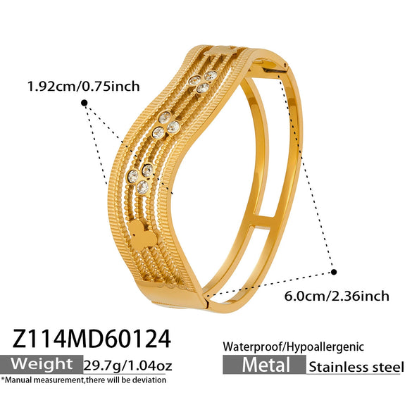 Wholesale Geometric Diamondencrusted 18K Gold Plated Stainless Steel Bracelet Jewelry Accessories