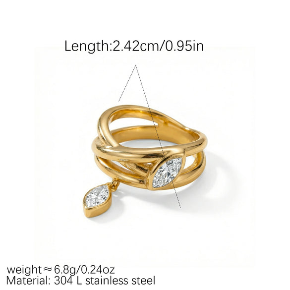 Wholesale Geometric Diamondencrusted Leafwrapped Ring With Electroplating For Women