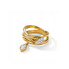 Wholesale Geometric Diamondencrusted Leafwrapped Ring With Electroplating For Women