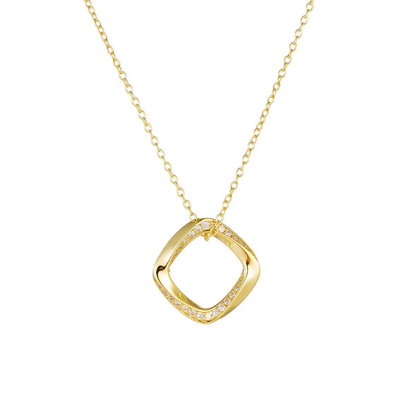 Wholesale Geometric Diamondencrusted Square 925 Sterling Silver Necklace For Women
