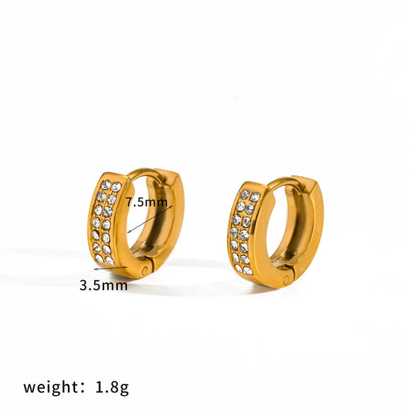 Wholesale Geometric Diamondencrusted Stainless Steel And Titanium Steel Earrings With Pvd Furnace Vacuum Real Gold Plating For Women