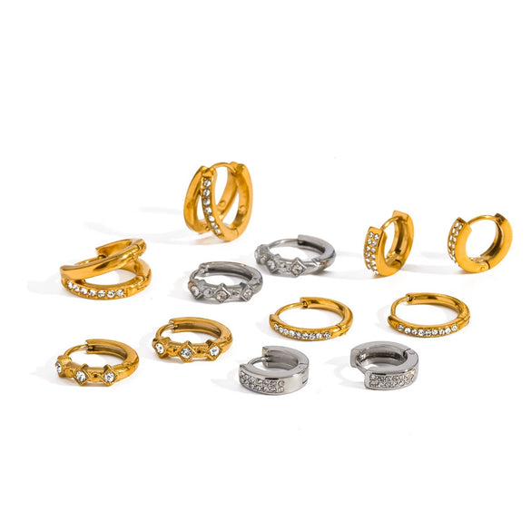 Wholesale Geometric Diamondencrusted Stainless Steel And Titanium Steel Earrings With Pvd Furnace Vacuum Real Gold Plating For Women