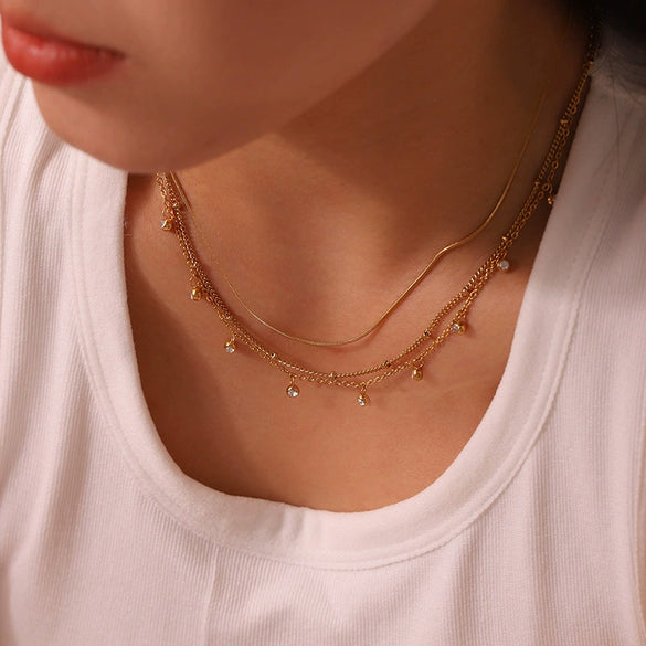 Wholesale Geometric Diamondencrusted Stainless Steel And Titanium Steel Oshaped Chain Pendant Necklace For Women