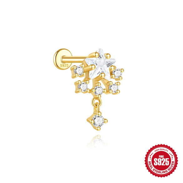 Wholesale Geometric Diamondstudded S925 Sterling Silver Flathead Threaded Ear Bone Stud Ear Jewelry With Environmentally Friendly Electroplating