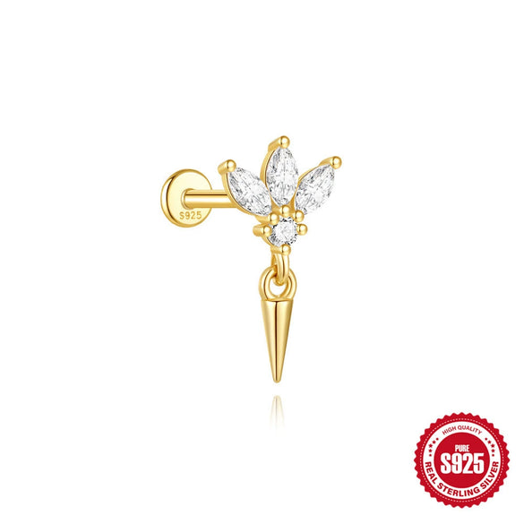 Wholesale Geometric Diamondstudded S925 Sterling Silver Flathead Threaded Ear Bone Stud Ear Jewelry With Environmentally Friendly Electroplating