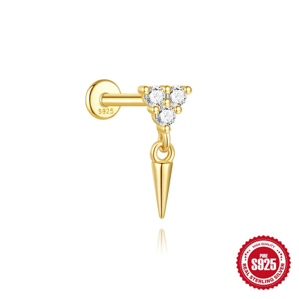 Wholesale Geometric Diamondstudded S925 Sterling Silver Flathead Threaded Ear Bone Stud Ear Jewelry With Environmentally Friendly Electroplating