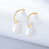 Wholesale Geometric Diamondtreated S925 Sterling Silver Cshaped Freshwater Pearl Earrings For Women