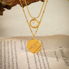 Wholesale Geometric Double Layer Diamond Pendant Stainless Steel And Titanium Steel Necklace For Women With Electroplating Design