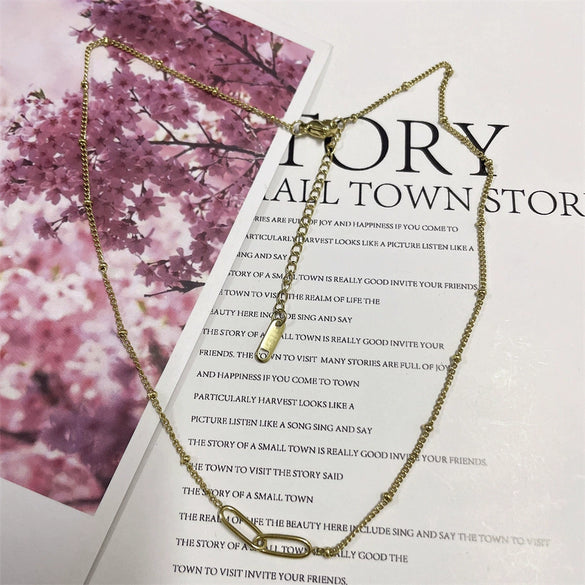 Wholesale Geometric Double Ring Simple Women's Stainless Steel Clavicle Necklace With Electroplating Treatment