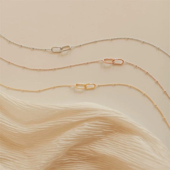 Wholesale Geometric Double Ring Simple Women's Stainless Steel Clavicle Necklace With Electroplating Treatment